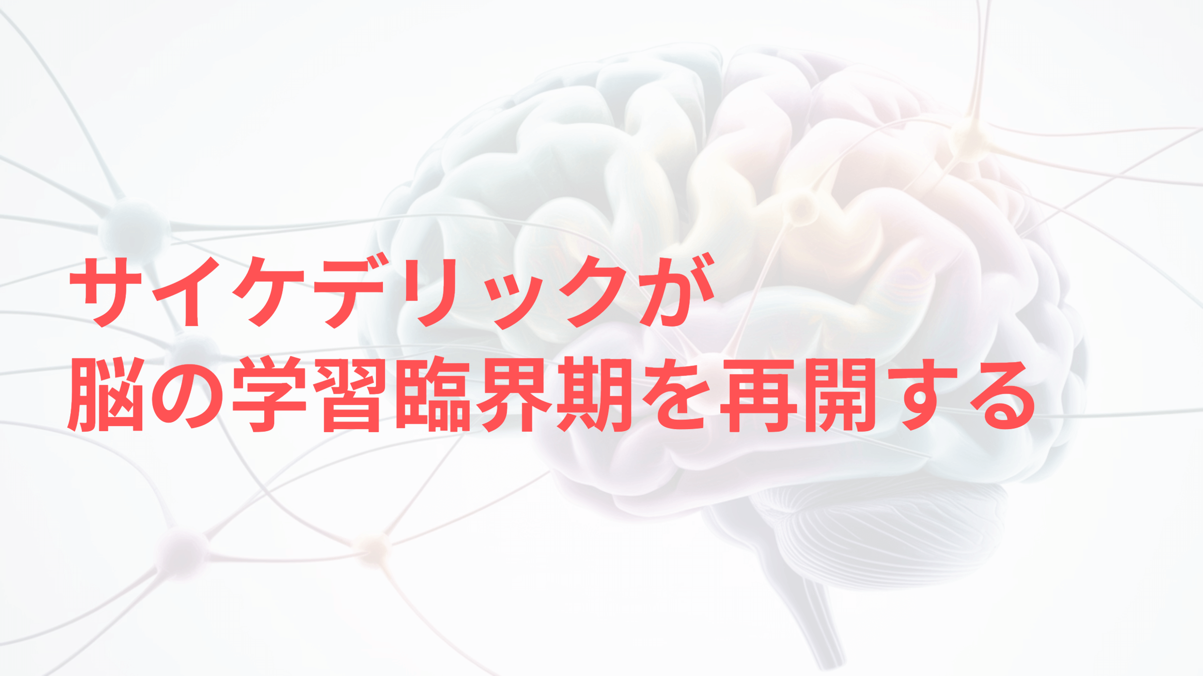 サイケデリックが脳の学習臨界期を再開