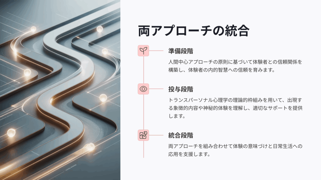 サイケデリック療法におけるトランスパーソナル心理学と人間中心アプローチの実践