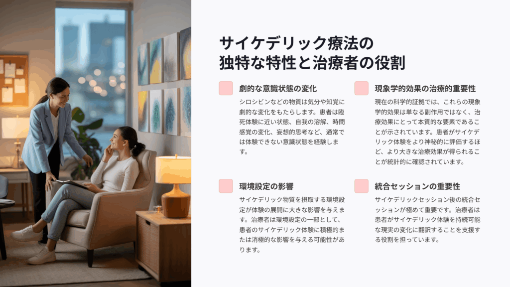 サイケデリック療法の特性とファシリテーターの役割